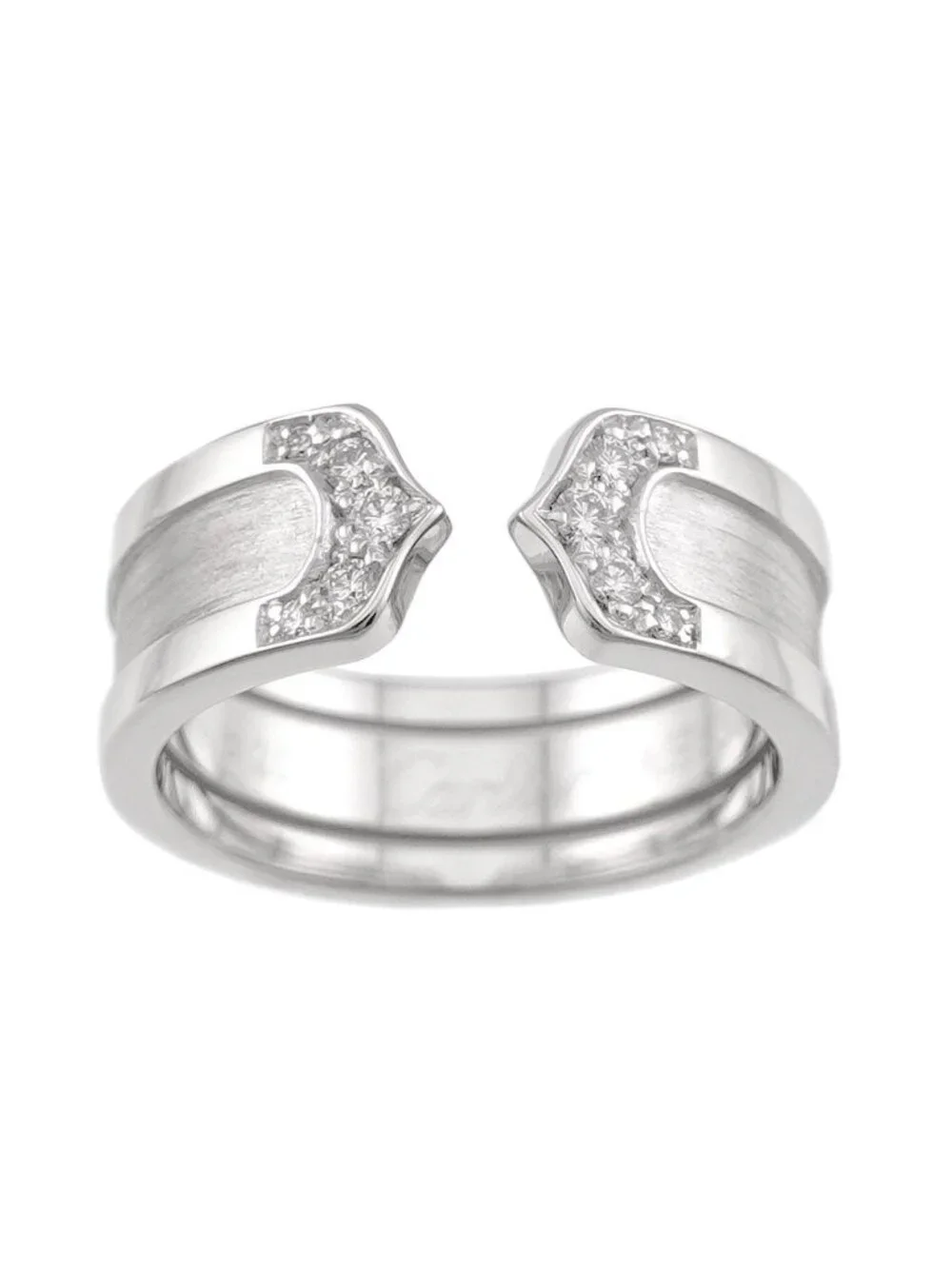 Cartier C2 Small SM 49 Ring Diamond 18K White Gold 2C